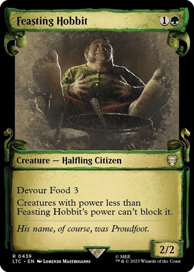 Feasting Hobbit (Showcase Scrolls) (Commander: The Lord of the Rings: Tales of Middle-earth) Near Mint Foil