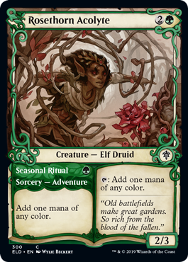 Showcase Rosethorn Acolyte (Throne of Eldraine) Light Play