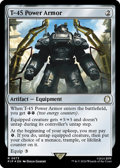 T-45 Power Armor (Surge Foil) (Universes Beyond: Fallout) Light Play Foil