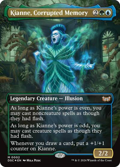 Kianne, Corrupted Memory (Borderless) (Commander: Duskmourn: House of Horror) Light Play Foil