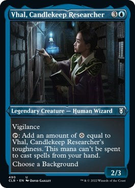 Vhal, Candlekeep Researcher (Etched Foil) (Commander Legends: Battle for Baldur's Gate) Light Play Foil