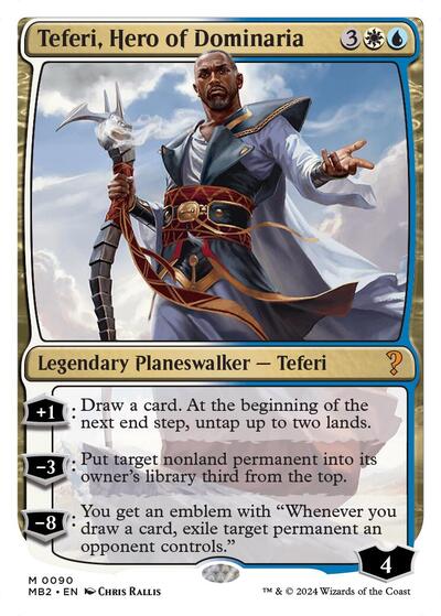 Teferi, Hero of Dominaria (White Border) (Mystery Booster 2) Light Play