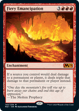 Fiery Emancipation (Magic 2021 Core Set) Damaged / Poor