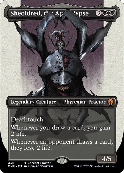 Sheoldred, the Apocalypse (Concept Praetor) (Step-And-Compleat Foil) (Phyrexia: All Will Be One) Light Play Foil