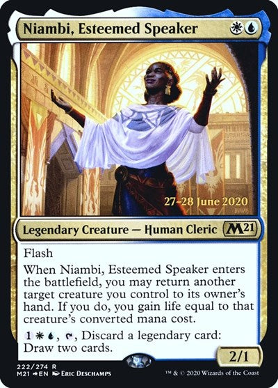 Niambi, Esteemed Speaker (Promos: Prerelease Cards) Light Play Foil