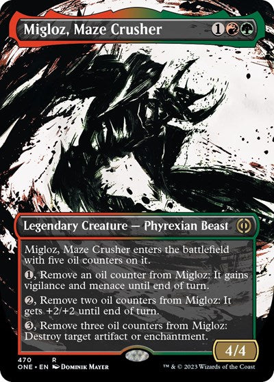 Migloz, Maze Crusher (Showcase) (Step-and-Compleat Foil) (Phyrexia: All Will Be One) Near Mint Foil