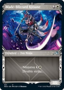 Blade-Blizzard Kitsune (Showcase) (Kamigawa: Neon Dynasty) Medium Play Foil