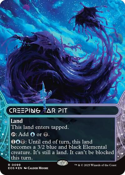 Creeping Tar Pit (0099) (Borderless) (Galaxy Foil) (Stellar Sights) Light Play Foil