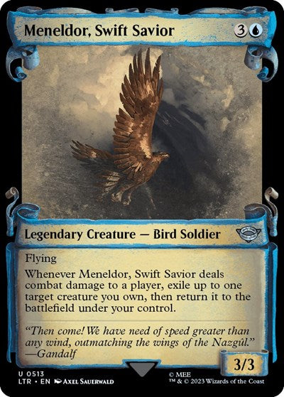 Meneldor, Swift Savior (Showcase Scrolls) (Universes Beyond: The Lord of the Rings: Tales of Middle-earth) Near Mint Foil
