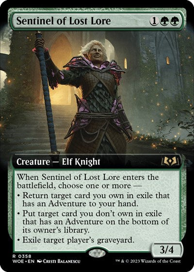 Sentinel of Lost Lore (Extended Art) (Wilds of Eldraine) Light Play Foil
