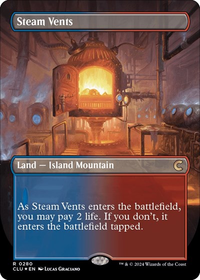 Steam Vents (Borderless) (Ravnica: Clue Edition) Near Mint Foil