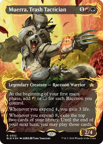 Muerra, Trash Tactician (Borderless) (Raised Foil) (Bloomburrow) Near Mint Foil