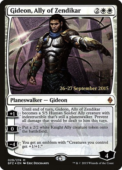 Gideon, Ally of Zendikar (Promos: Prerelease Cards) Light Play Foil