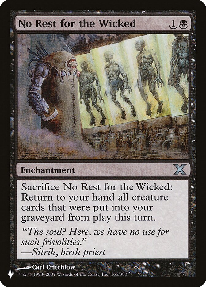 No Rest for the Wicked (The List) Medium Play