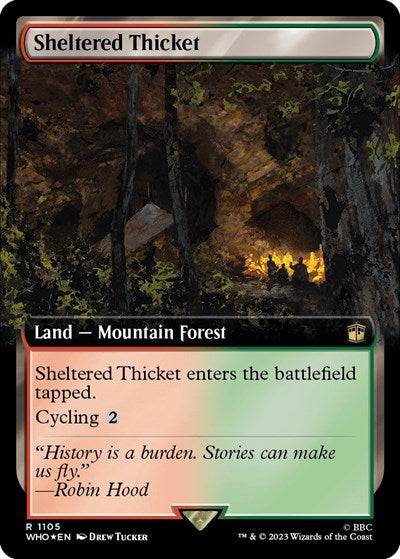Sheltered Thicket (Extended Art) (Surge Foil) (Universes Beyond: Doctor Who) Light Play Foil