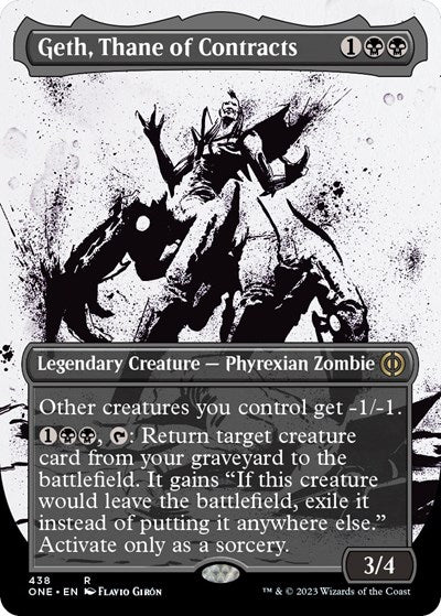 Geth, Thane of Contracts (Showcase) (Step-and-Compleat Foil) (Phyrexia: All Will Be One) Light Play Foil