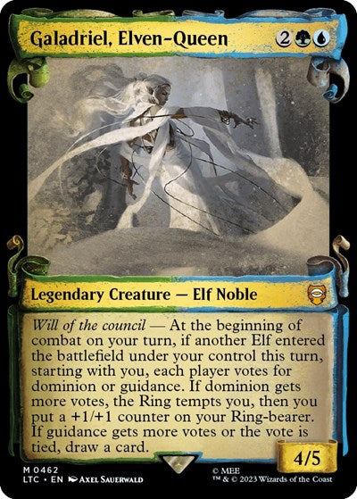Galadriel, Elven-Queen (Showcase Scrolls) (Commander: The Lord of the Rings: Tales of Middle-earth) Light Play Foil