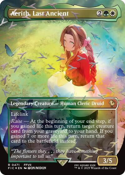 Aerith, Last Ancient (Borderless) (Chocobo Track Foil) (Commander: FINAL FANTASY) Light Play Foil
