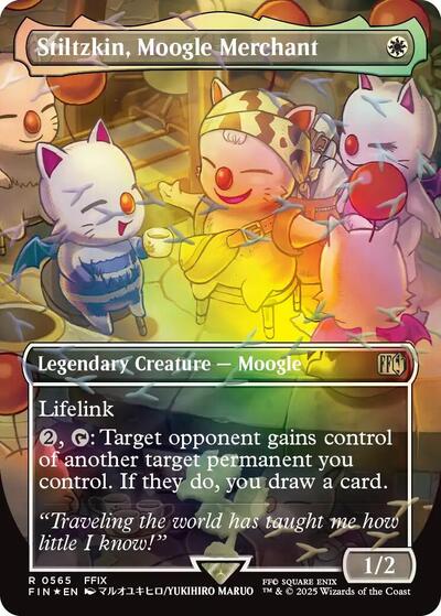 Stiltzkin, Moogle Merchant (Borderless) (Chocobo Track Foil) (Universes Beyond: FINAL FANTASY) Light Play Foil