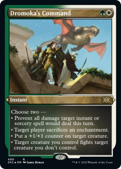 Dromoka's Command (Foil Etched) (Double Masters 2022) Light Play Foil