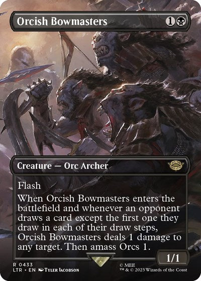 Orcish Bowmasters (Borderless) (Universes Beyond: The Lord of the Rings: Tales of Middle-earth) Medium Play Foil