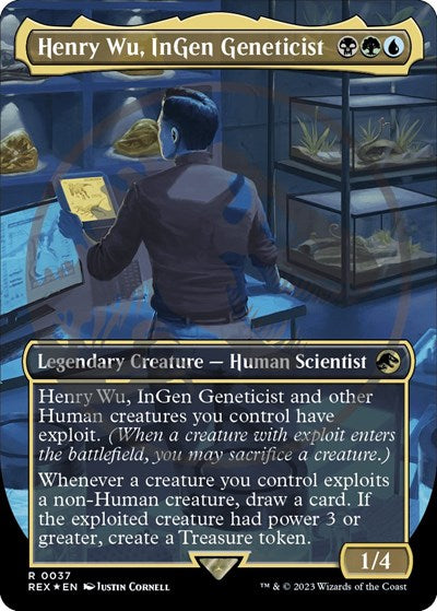 Henry Wu, InGen Geneticist (Borderless) (Emblem) (Universes Beyond: Jurassic World Collection) Near Mint Foil