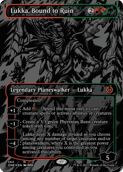 Lukka, Bound to Ruin (Oil Slick Raised Foil) (Phyrexia: All Will Be One) Light Play Foil