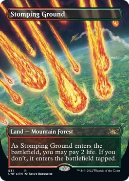 Stomping Ground (Borderless) (Galaxy Foil) (Unfinity) Light Play Foil