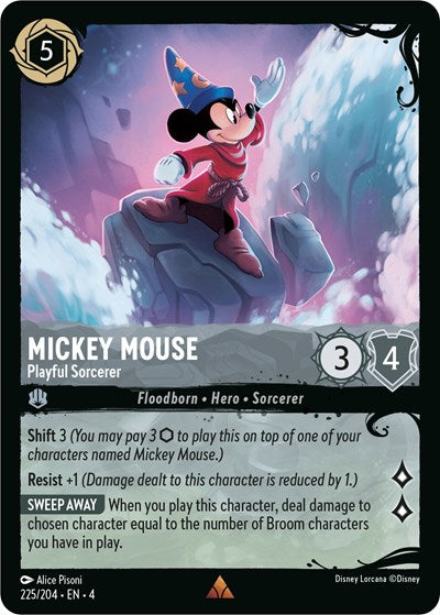 Mickey Mouse - Playful Sorcerer (225/204) (Illumineer's Quest: Deep Trouble) Near Mint Cold Foil