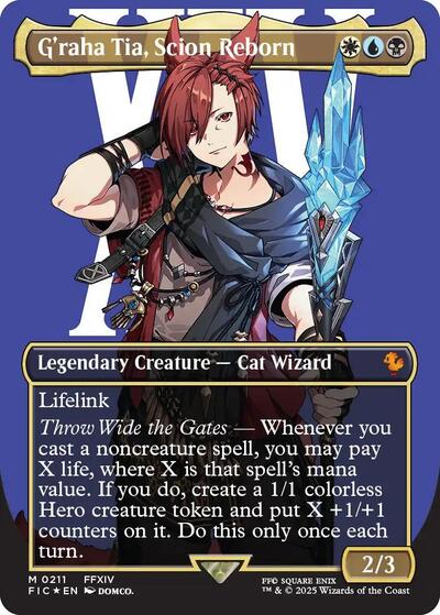 G'raha Tia, Scion Reborn (Borderless) (Surge Foil) (Commander: FINAL FANTASY) Near Mint Foil