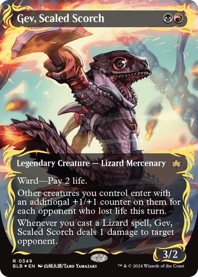 Gev, Scaled Scorch (Borderless) (Raised Foil) (Bloomburrow) Near Mint Foil