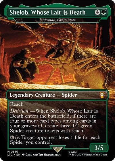 Shelob, Whose Lair Is Death - Ishkanah, Grafwidow (Borderless) (Commander: The Lord of the Rings: Tales of Middle-earth) Near Mint Foil