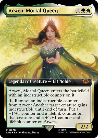 Arwen, Mortal Queen (Extended Art) (Surge Foil) (Universes Beyond: The Lord of the Rings: Tales of Middle-earth) Light Play Foil