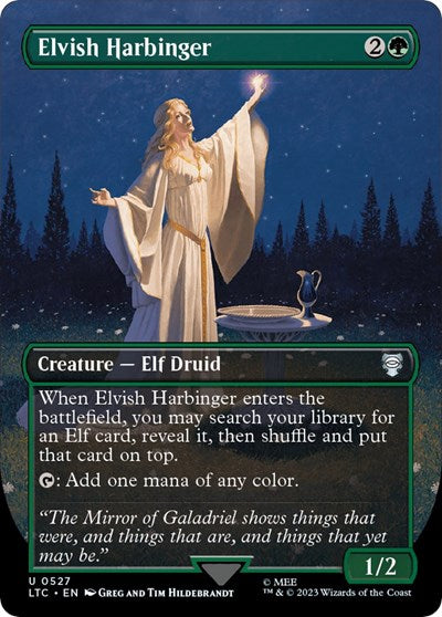 Elvish Harbinger (Borderless) (Commander: The Lord of the Rings: Tales of Middle-earth) Light Play