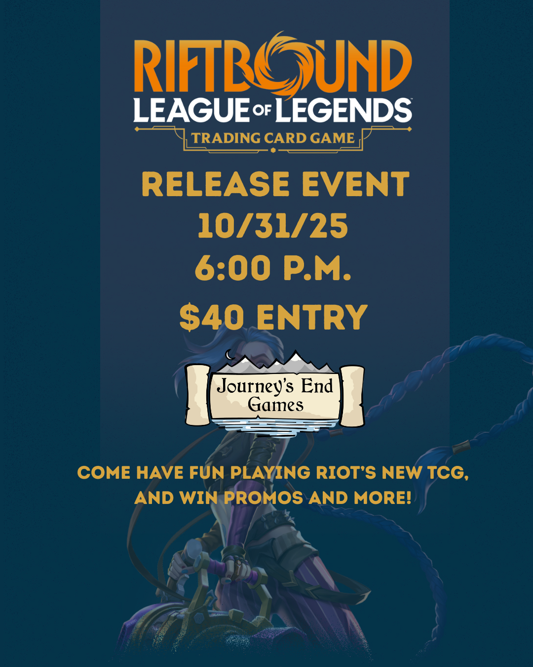 Riftbound Release Event Entry 10/31/25 (1 Champion Deck + 2 Booster Packs)