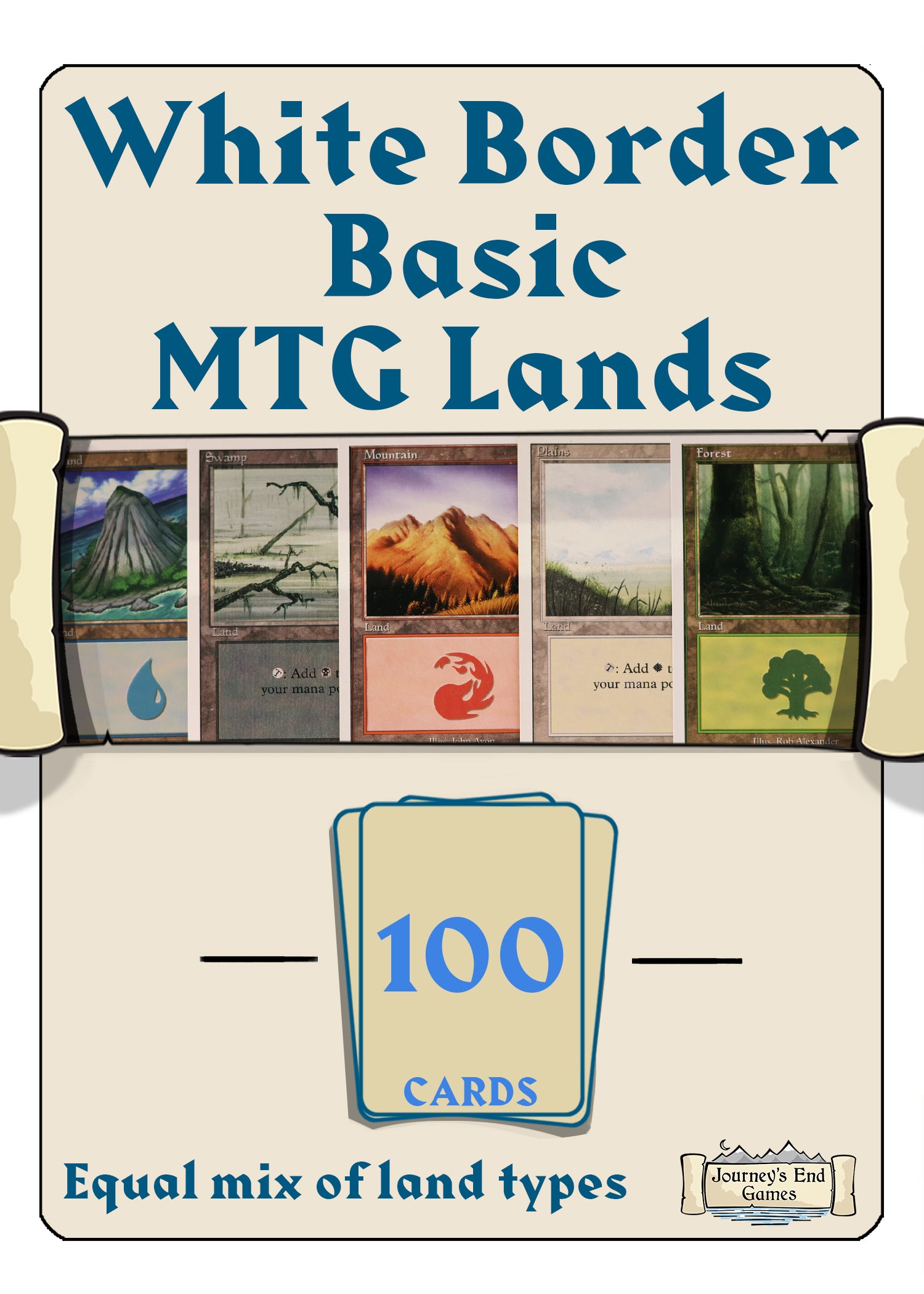 100 White Border Basic Land Collection