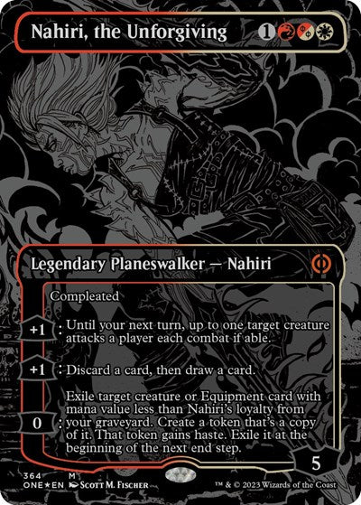 Nahiri, the Unforgiving (Oil Slick Raised Foil) (Phyrexia: All Will Be One) Light Play Foil