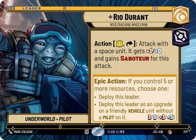 Rio Durant Wisecrack Wheelman (Hyperspace) (Jump to Lightspeed) Near Mint