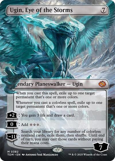 Ugin, Eye of the Storms (Borderless) (Tarkir: Dragonstorm) Light Play