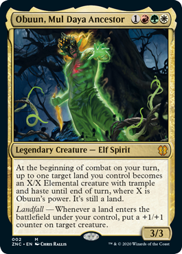 Obuun, Mul Daya Ancestor (Extended Art) (Commander 2020 Zendikar Rising) Near Mint Foil