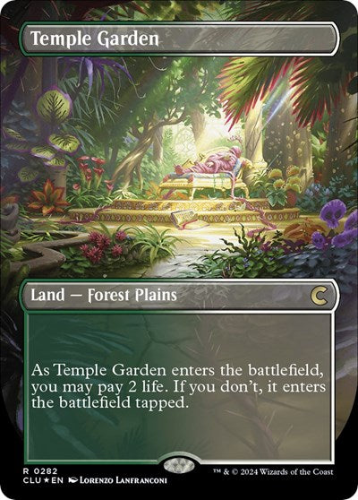 Temple Garden (Borderless) (Ravnica: Clue Edition) Light Play Foil