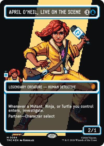 April O'Neil, Live on the Scene (Borderless) (Surge Foil) (Commander: Teenage Mutant Ninja Turtles) Near Mint Foil