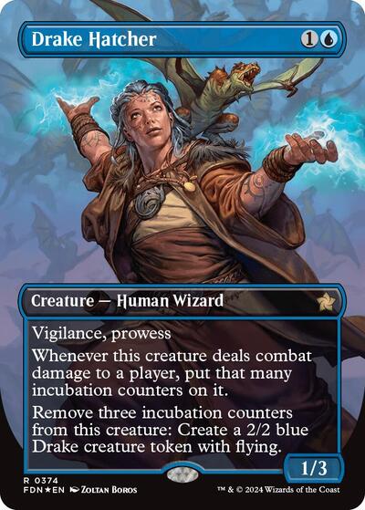 Drake Hatcher (Borderless) (Mana Foil) (Foundations) Light Play Foil