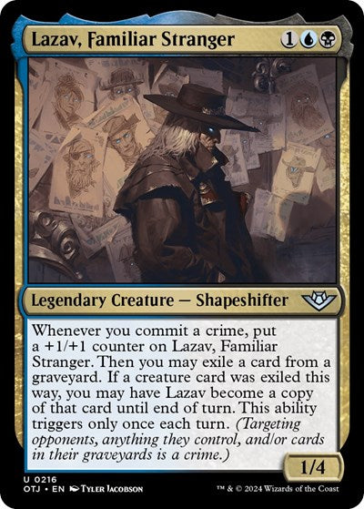Lazav, Familiar Stranger (Outlaws of Thunder Junction) Light Play Foil