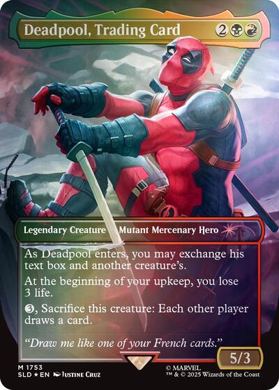 Deadpool, Trading Card (Rainbow Foil) (Secret Lair) Light Play Foil