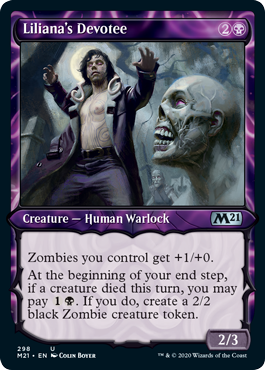 Liliana's Devotee (Showcase) (Magic 2021 Core Set) Medium Play Foil