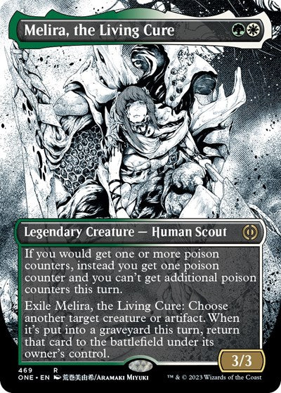 Melira, the Living Cure (Borderless) (Step-and-Compleat Foil) (Phyrexia: All Will Be One) Near Mint Foil