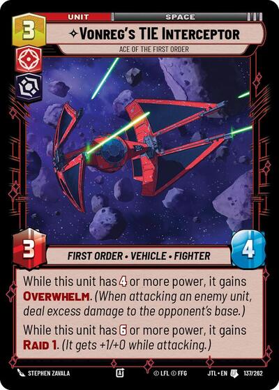 Vonreg's TIE Interceptor Ace of the First Order (Jump to Lightspeed) Near Mint
