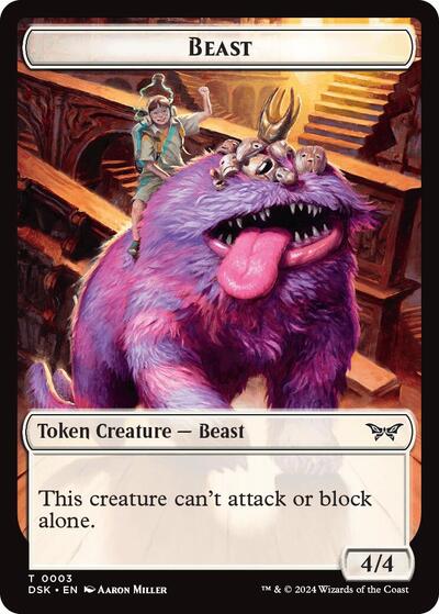 Beast / Manifest Double-Sided Token (Duskmourn: House of Horror) Near Mint