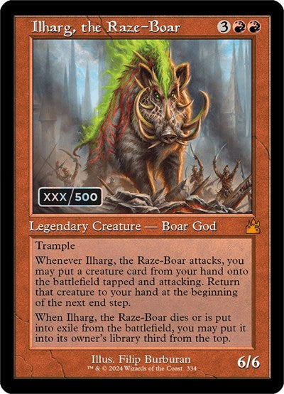 Ilharg, the Raze-Boar (Retro Frame) (Serial Numbered) (Ravnica Remastered) Near Mint Foil